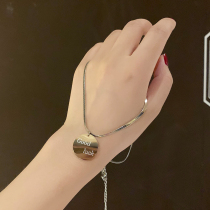 South Korea cold air titanium steel good luck necklace female personality wild Net red with pendant round brand choker neck chain tide