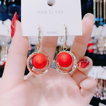 Senior sense sterling silver pin red pearl earrings Korean temperament Net red earrings 2020 new tradesic female tassel earrings