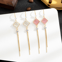2020 new trendy Korean temperament super fairy long tassel earrings personality show face thin earrings earrings suitable for round faces