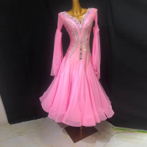 National Standard Dance Competition Dress Import Snowspinning Waltz Performance Wear Morden Dance Performance Wear ballroom Ballroom Dancing big hem Lions