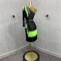 Latin dance competition skirt tassel skirt Cha Cha dance performance clothing imitation Austrian diamond Rumba dance performance clothing sling one shoulder