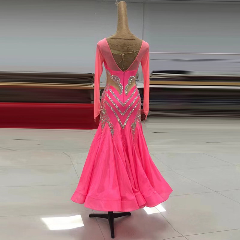 Imported Pearl Yarn National Standard Dance Competition Dress Grand Skirt Moden Dance Performance in Imitation O Drills Ballroom Ballroom Dancing Performance-Taobao