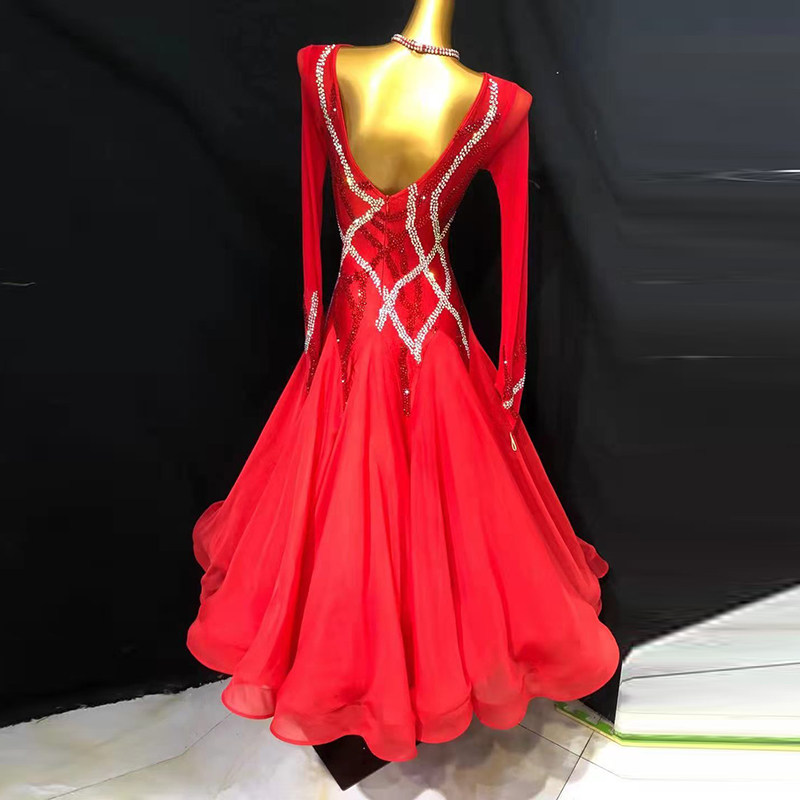 National Label dance dress Waltz acting out of Moden Dance Dancing Grand Skirt Square Dance Competition Plus Drills Skirt social dance dresses