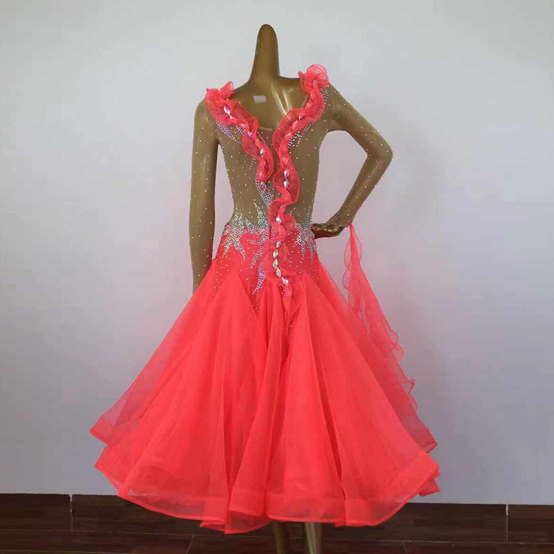 National Label Dancing Out of the Waltz Performance suit Moden Dance Out of service Social dance Giant Pendulum Plus Drill Skirt Square Dance Dress