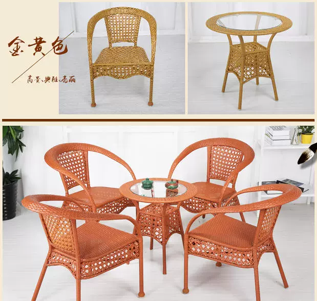 Wicker ghế ba mảnh đặt sân vườn ban công ngoài trời bàn ghế ngoài trời kết hợp giản dị đồ nội thất ghế cà phê bàn ​​năm mảnh ghế sắt cafe ngoài trời