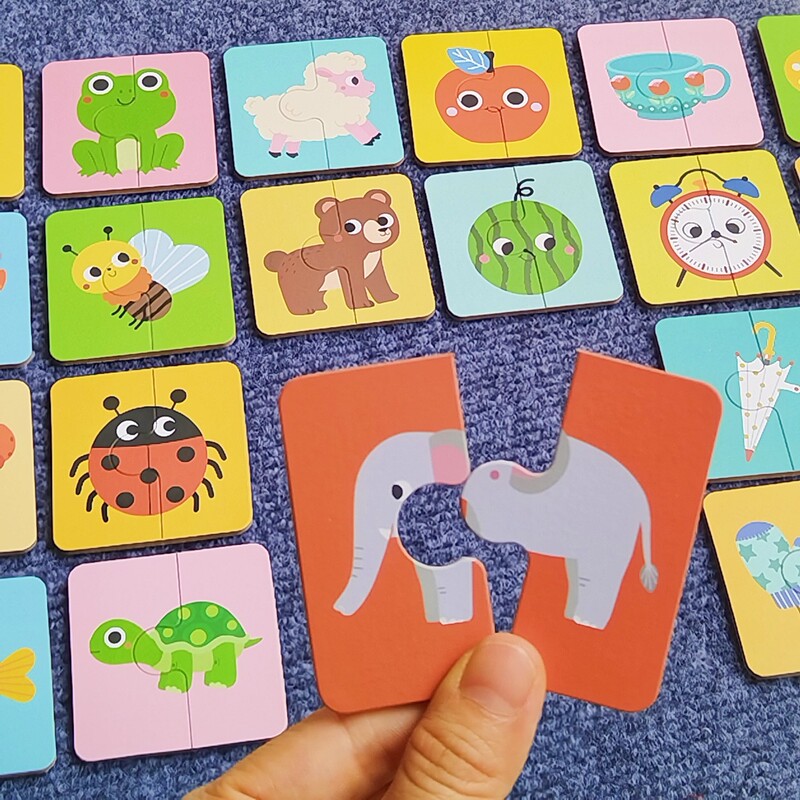 Children's Large Puzzle 1234-Year-Old Baby Early Education Educational Wooden Flat Picture Two-Piece Matching Card-Type Kindergarten Toy
