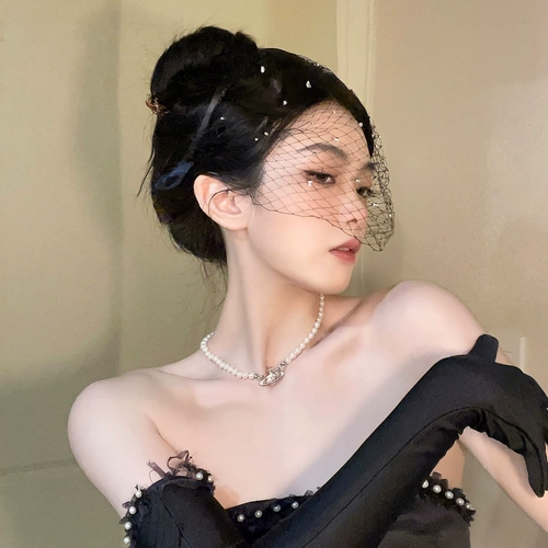 Черный ретро аксессуар для волос, ципао, фата невесты, вуаль, изысканный стиль, xэллоуин