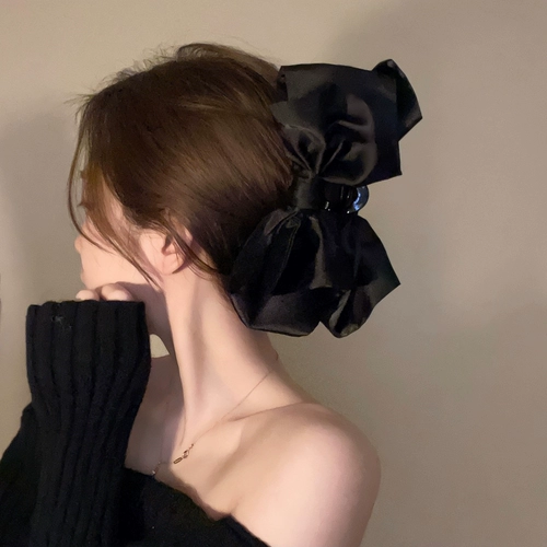 Большая черная заколка-крабик с бантиком, заколка для волос, аксессуар для волос, акула, шпильки для волос, популярно в интернете, коллекция 2023