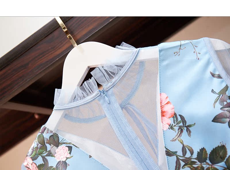 VK旗艦店 韓系甜美魚尾裙網紗拼接長袖洋裝