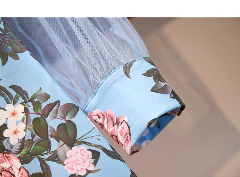 VK旗艦店 韓系甜美魚尾裙網紗拼接長袖洋裝