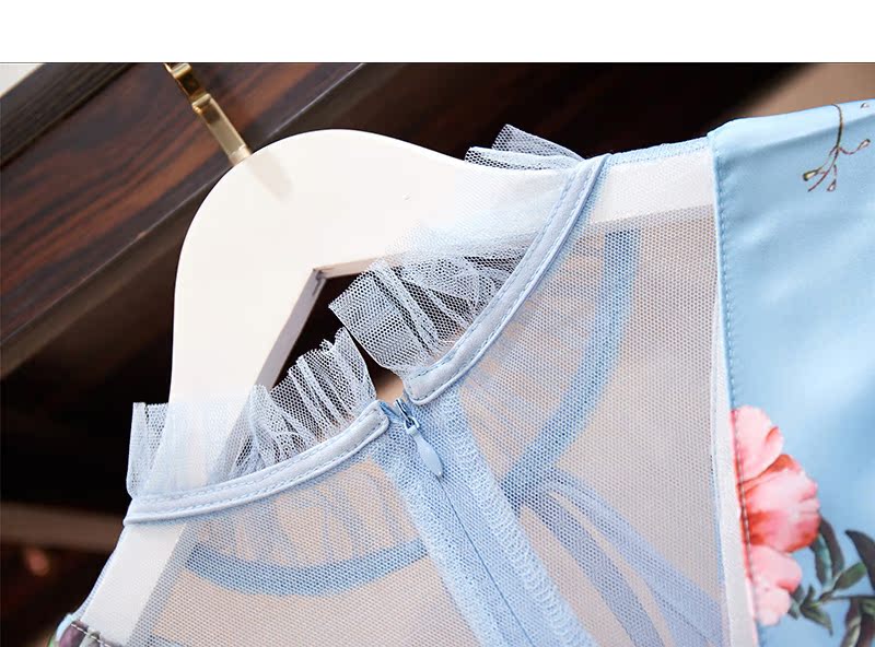 VK旗艦店 韓系甜美魚尾裙網紗拼接長袖洋裝