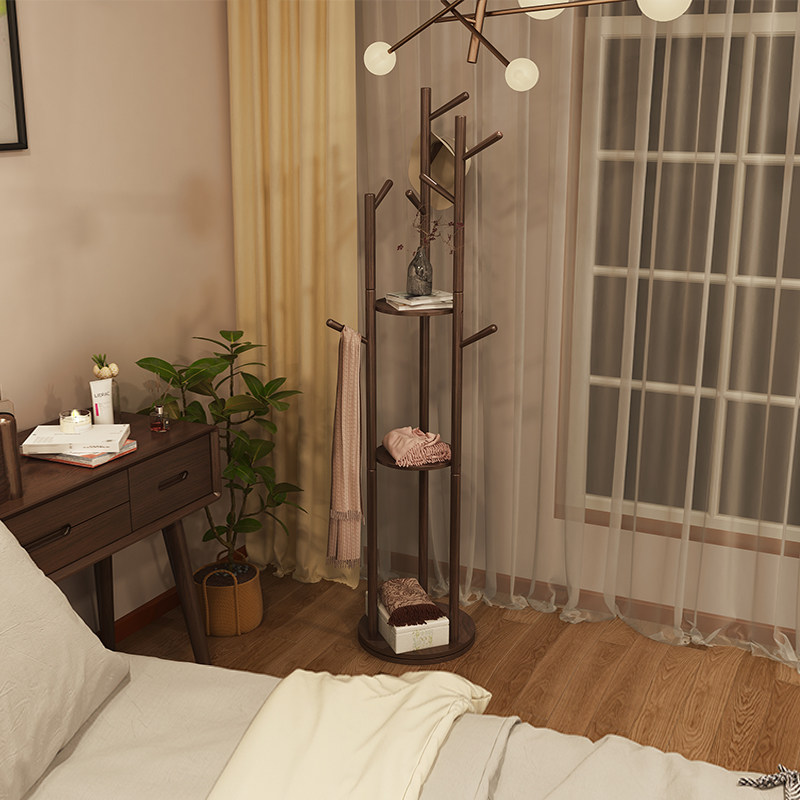 Solid wood hanger floor hanging hanger living room simple coat rack bedroom rotating simple modern clothes rack home
