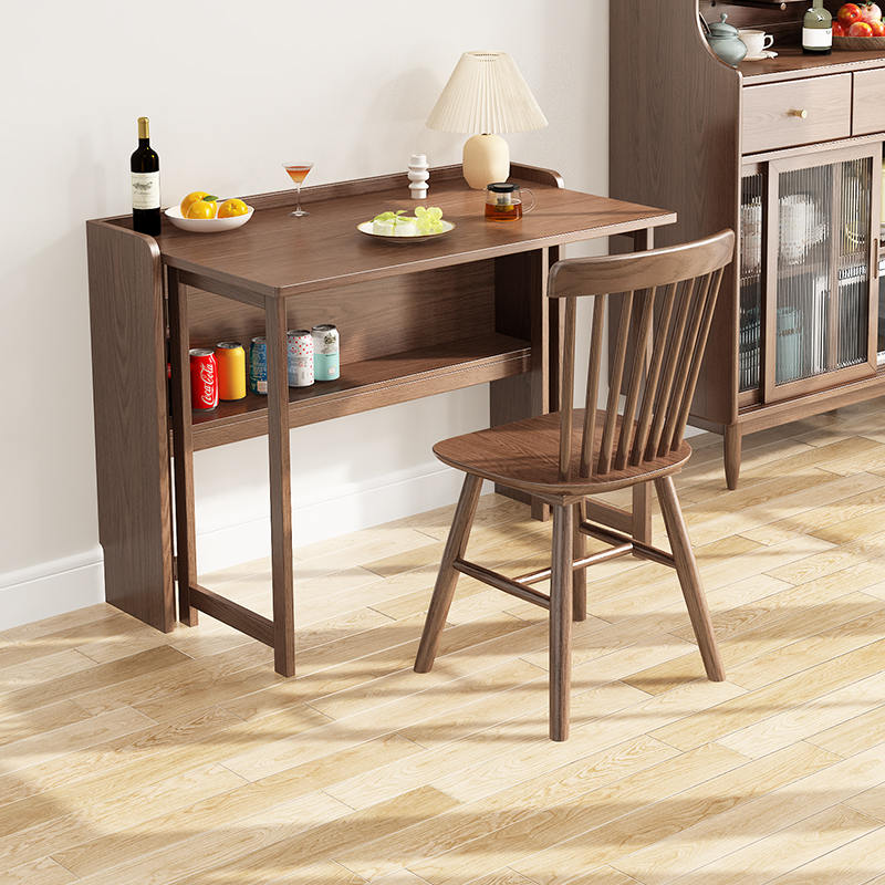 Solid wood table Home Small family type Internet Red dining table and chairs Combined Nordic modern minimalist square table folding dinner table