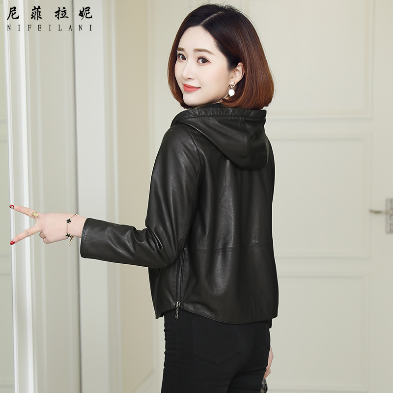 Sheep Leather Leather Jacket Jacket Short 2022 New spring autumn large size Loose Casual Henning Leather Clothing Lady