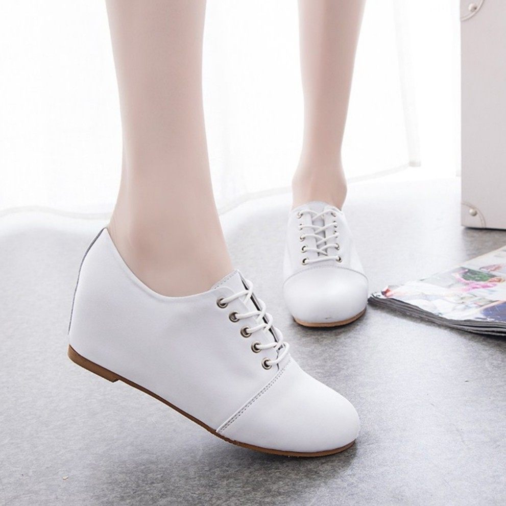 New leather female shoes custom left and right foot complementary long legs single invisible increase correction high leisure shoes