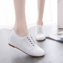 New leather female shoes custom left and right foot complementary long legs single invisible increase correction high leisure shoes
