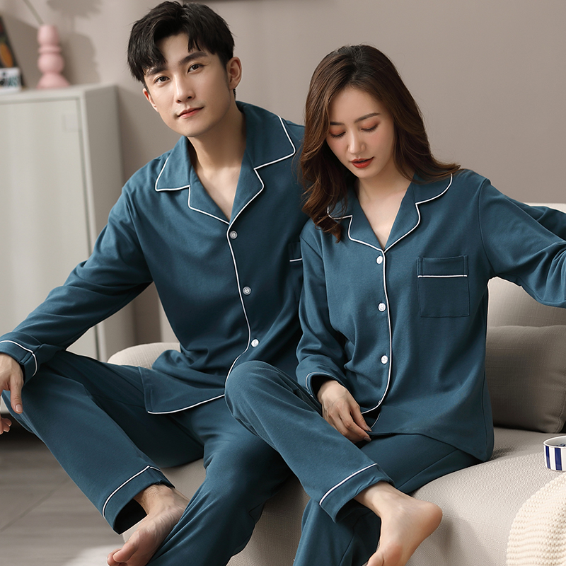 Lovers pyjamas women's spring autumn pure cotton long sleeve home clothes men's all cotton 2022 new pop Tibetan sexy suits