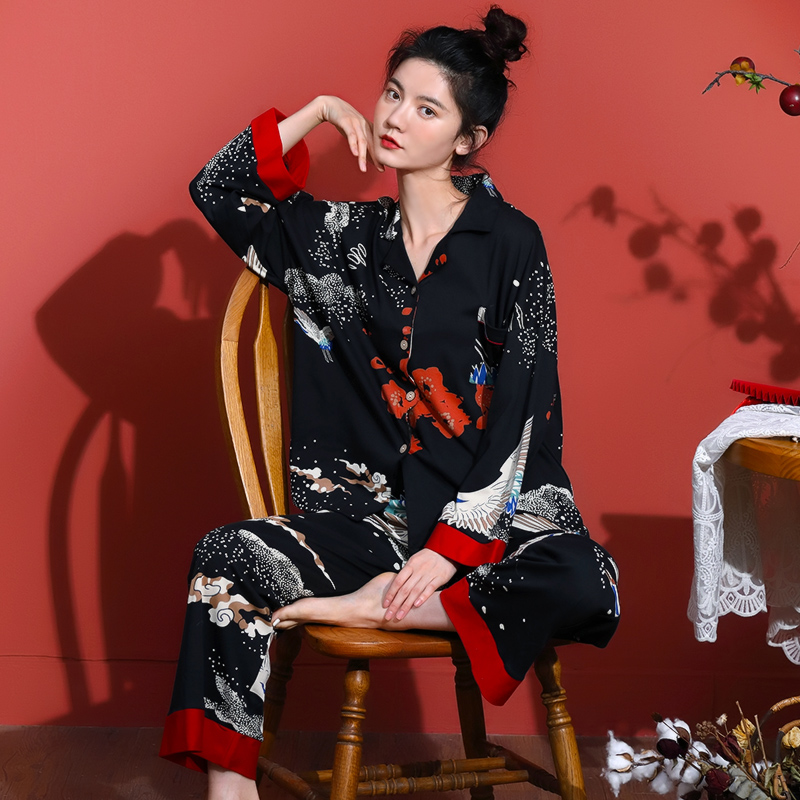 Cotton pajamas women's spring and autumn long-sleeved fashion loose Western style high-end Chinese style can be worn outside ladies homewear suit