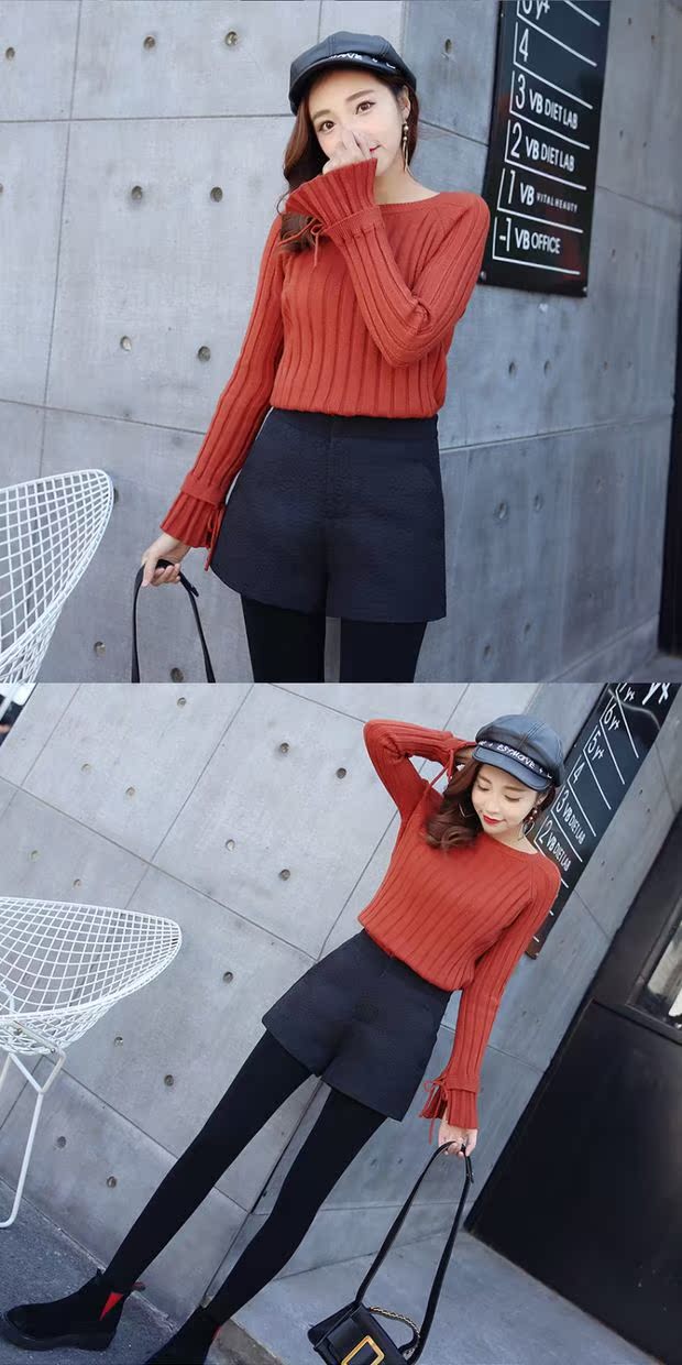 Quần short mùa thu và mùa đông eo cao quần ống rộng quần nữ 2018 mới nữ một từ phiên bản tiếng Hàn rộng lớn hoang dã quần đùi nữ đẹp