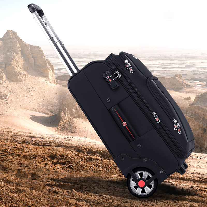 New Military-Style Suitcase with Unidirectional Wheels, Oxford Cloth, 28inch Large Wheels, Trolley Case for Men, Directional Wheel Canvas Travel Suitcase