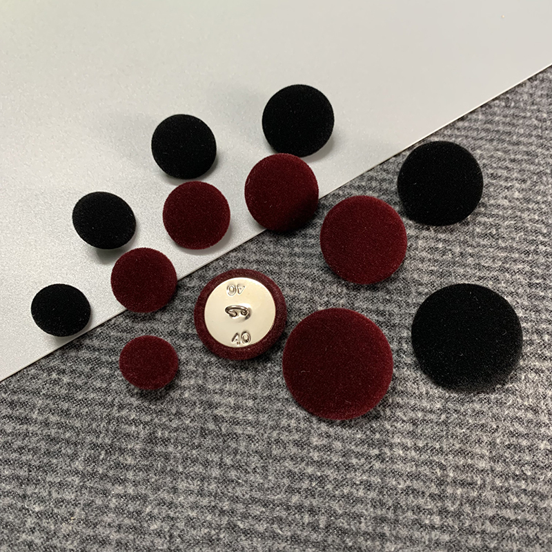 Black and Red Velvet Button Korean-Style Button Velvet Button Sweater Coat Cuff Button Knitted Button Decorative Cardigan Button