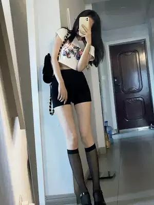 enen high waist elastic black hip shorts women 2021 Spring and Autumn New slim joker tight hot pants