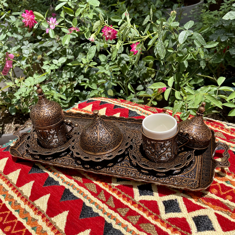 Turkey imported European retro coffee cup luxury cup Ottoman style tray ceramic cup liner 50ml