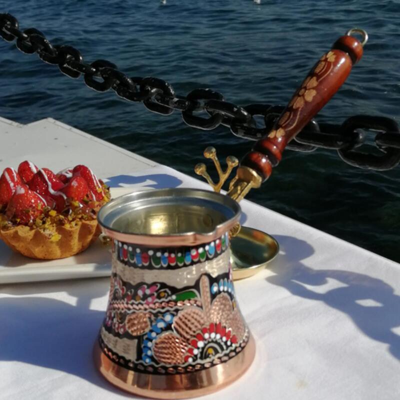 Turkish Imported Coffee Pot, Enamel Craftsmanship, Pure Copper, Household Hand-Brewing Pot, Exquisitely Carved Golden Copper Pot for Making Tea Turkish Imported Coffee Pot, Enamel Craftsmanship, Pure Copper, Household Hand-Brewing Pot, Exquisitely Carved Golden Copper Pot for Making Tea