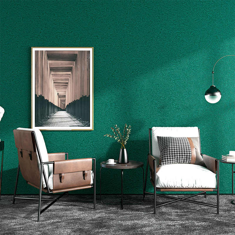 Brush glue waterproof linen texture plain solid color wallpaper Nordic malachite green cement gray bedroom study living room wallpaper