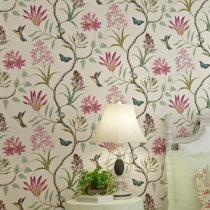 American Countryside Flower Bird Wallpaper Retro Green Fields Garden Small Flower Bedroom Living Room TV Background Wall Non-woven Wallpaper