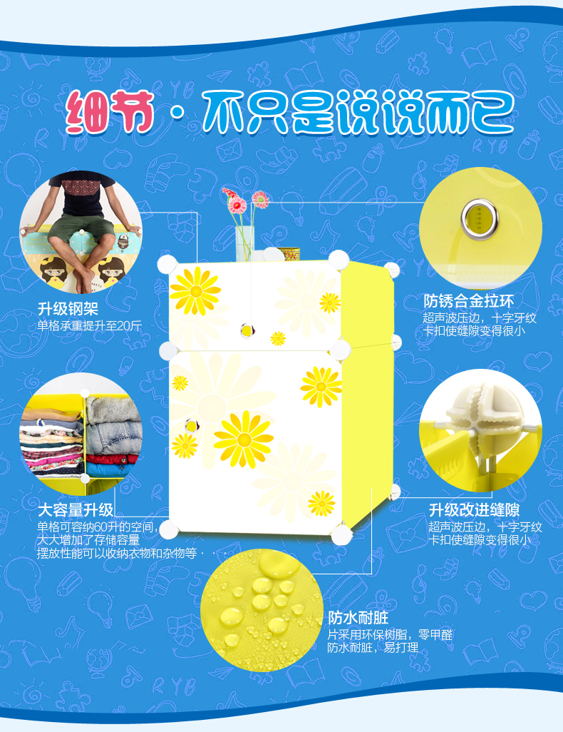 Màu xanh vẹt sáng tạo hiện đại nhỏ gọn đơn giản giường tủ khóa tủ phòng ngủ lắp ráp tủ Kinh tế Mini Storage tủ bên - Buồng giá sách gỗ