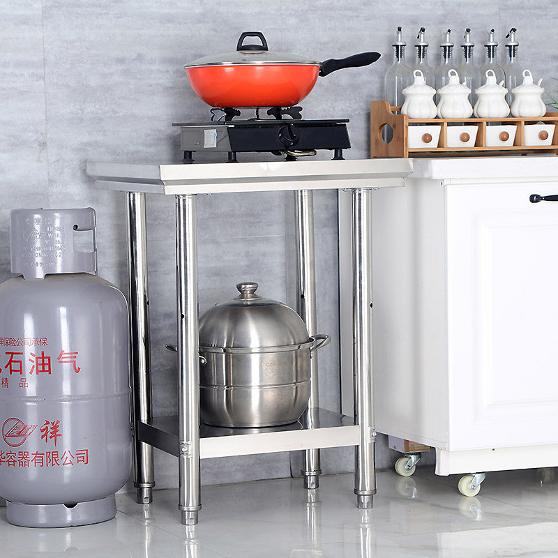 Stainless Steel Kitchen Table Operation Table Gas Hearth Rack Thickened Hotel With Cut Vegetable Rack Pan Shelf Containing Layer Shelf