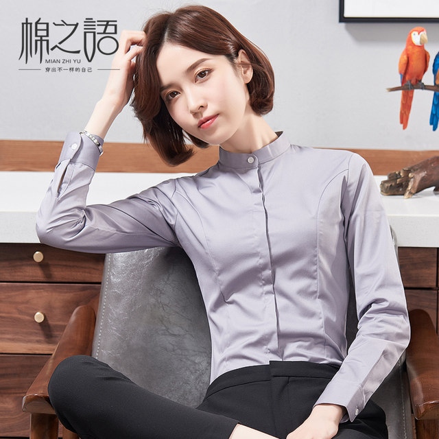 Professional white shirt female long-sleeved Korean version ol slim formal work clothes shirt ladies student jacket cotton spring dress