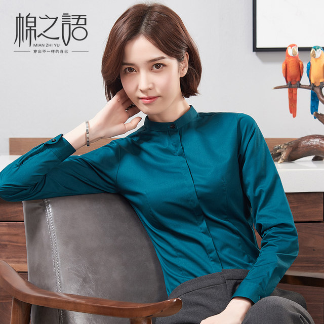 Professional white shirt female long-sleeved Korean version ol slim formal work clothes shirt ladies student jacket cotton spring dress