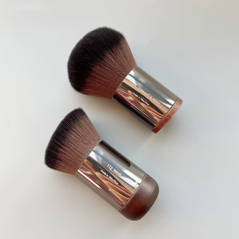 MUF short handle portable 124 large loose powder brush makeup brush 112 oblique round head foundation brush repair volume polishing brush belt bag