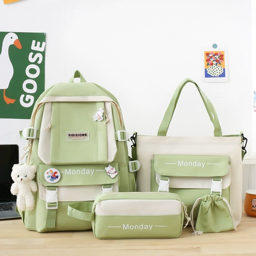 Ранец, брендовая сумка через плечо, комплект, вместительный и большой рюкзак, 4 предмета, для средней школы