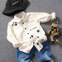 Children White Shirt Spring Autumn Winter Clothing New Pint Boy Baby Stars Printed Long Sleeves Shirt 100 Hitch Blouse