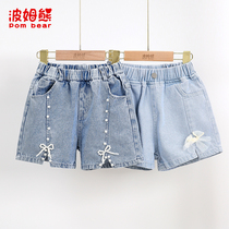 Bourm Bear Girl Cowboy Shorts Summer Dress 2022 New Ocean Gas Middle Child Thin 30% Pants Little Girl Hot Pants