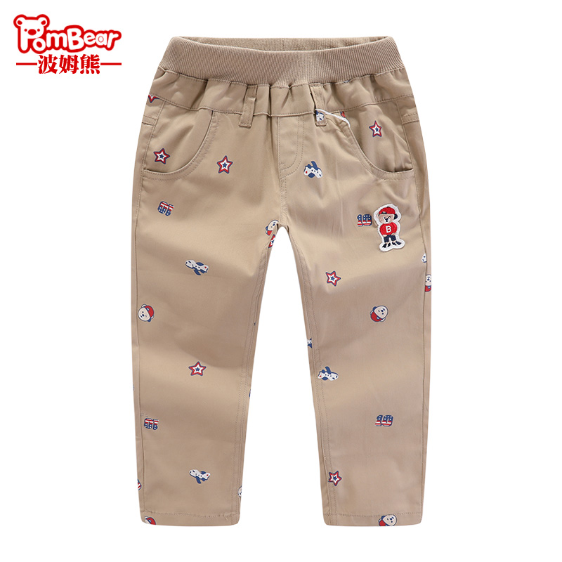 Pom Gấu trẻ em mùa thu mới Childrens Korean Style Casual Pants Xuân Thu trai Dài quần triều mùa xuân