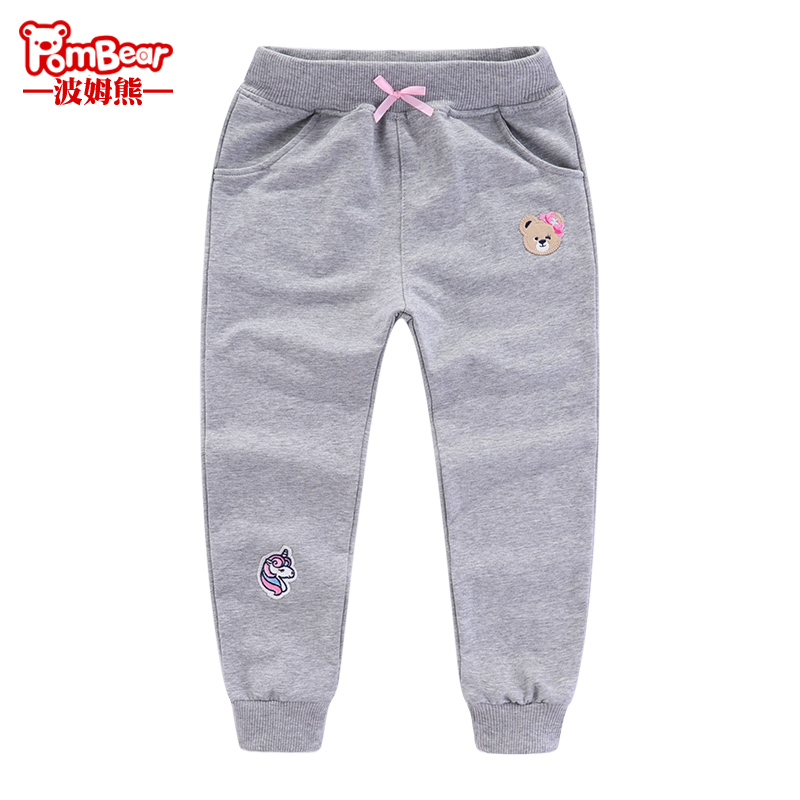 Pom Gấu trẻ em ăn mặc 2020 mùa xuân mới Hàn Quốc phiên bản bé Thời trang Cartoon Unicorn Cô gái quần Casual dài