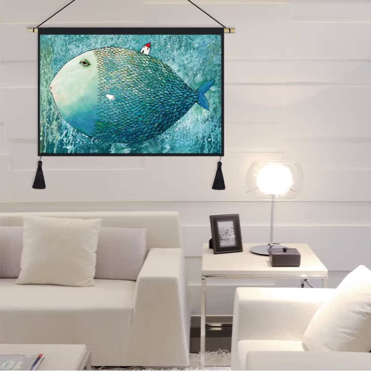 Bắc Âu động vật sơn cá phòng ngủ treo hiên phòng khách tường tấm thảm vải hộp thảm tấm thảm in - Tapestry tranh thảm treo tường