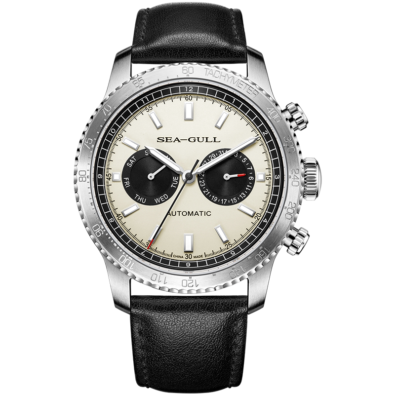 Seagull Watch Pilot Dual Time Zone Dual Calendar Chronograph Casual Leather Strap Multifunctional Men's Automatic Mechanical Watch 6177