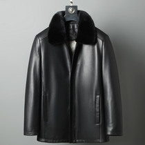 Authentic deer skin Haining leatherback male fur is imported into the cross-mink inner bold senior dad coat