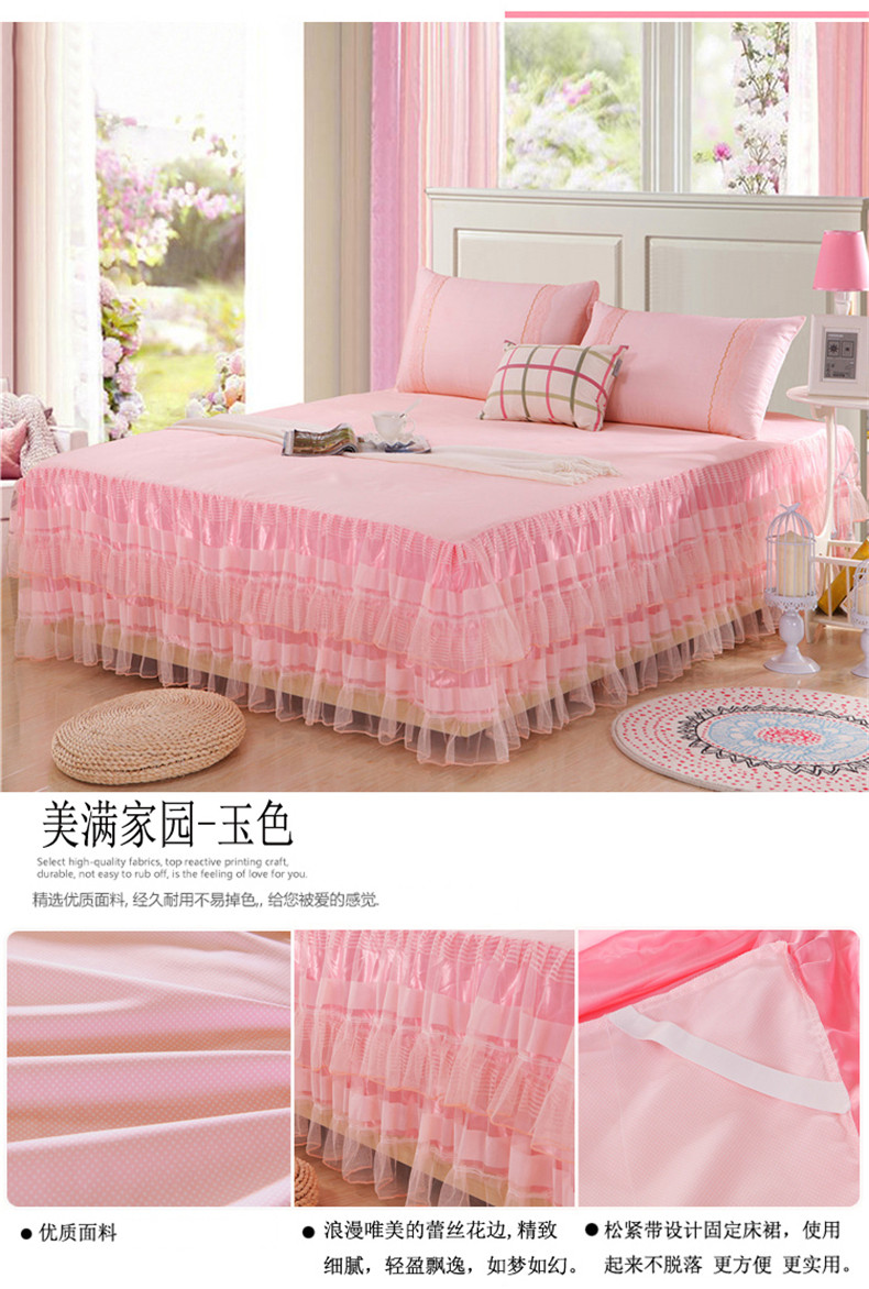Big hôn nhân Red giường váy một mảnh giường ren bedspread váy trượt cưới ren Hàn Quốc giường bìa Mattress Protector - Váy Petti ga giường viền ren
