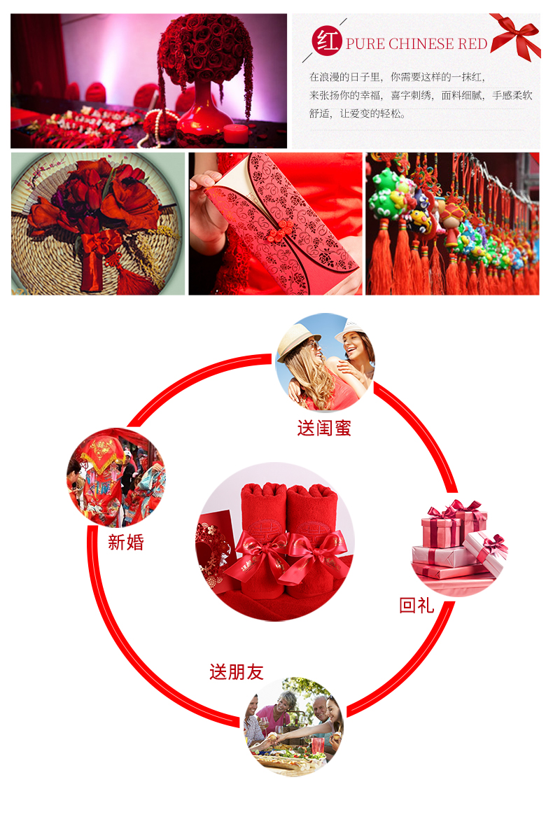 Kết hôn lễ khăn đỏ món quà cưới Favor hi từ khăn bông khăn hai gói quà mới - Khăn tắm / áo choàng tắm khăn mặt sợi tre