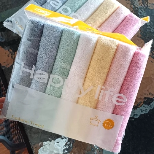 Korean Imported Happy Life Weekly Towels, Soft and Skin-Friendly Adult Towels, 7-Pack Bulk Sale Korean Imported Happy Life Weekly Towels, Soft and Skin-Friendly Adult Towels, 7-Pack Bulk Sale