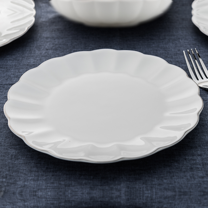Ronda about ipads porcelain child 8 inches ou flat contracted household creative ceramic dishes cutlery tray platinum wire