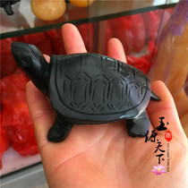 Black jade turtle Lucky small grilled turtle Longevity turtle Office turtle Home Crystal turtle Feng Shui ornaments Crafts