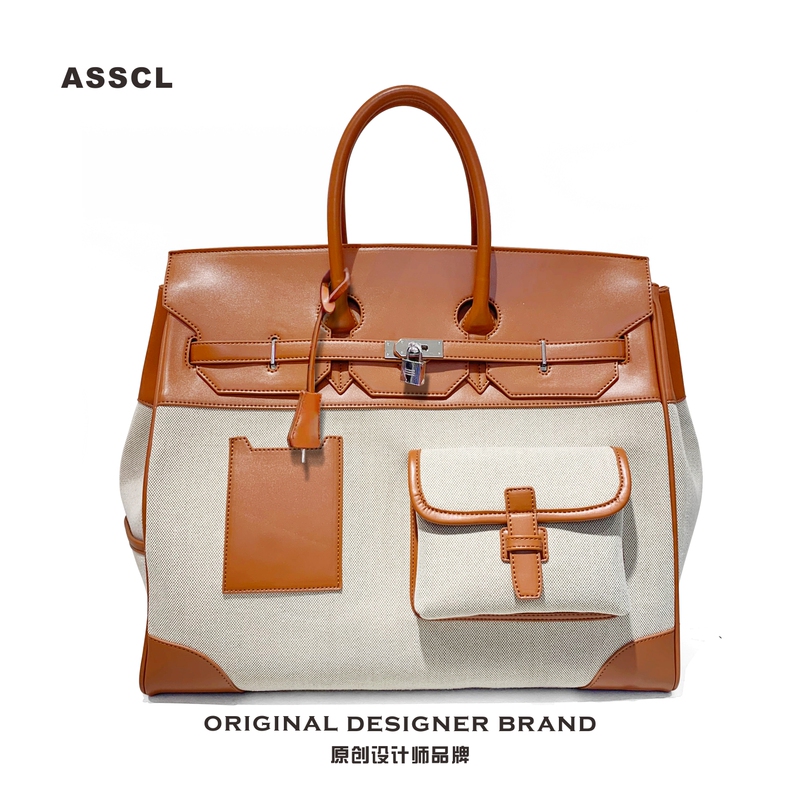 Asscl Trendy Fashion Travel Platinum Bag Men's Large Capacity Commuter Gym Bag Canvas Cargo Tote Crossbody Bag