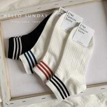 South Korea imported ladies summer cotton thin short socks shallow low-mouth low-top boat Socks three bars Korean version of academic style Sports